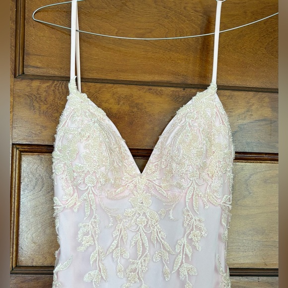 Strappy-Back Long Light Pink Prom Dress by Faviana - Picture 13 of 16